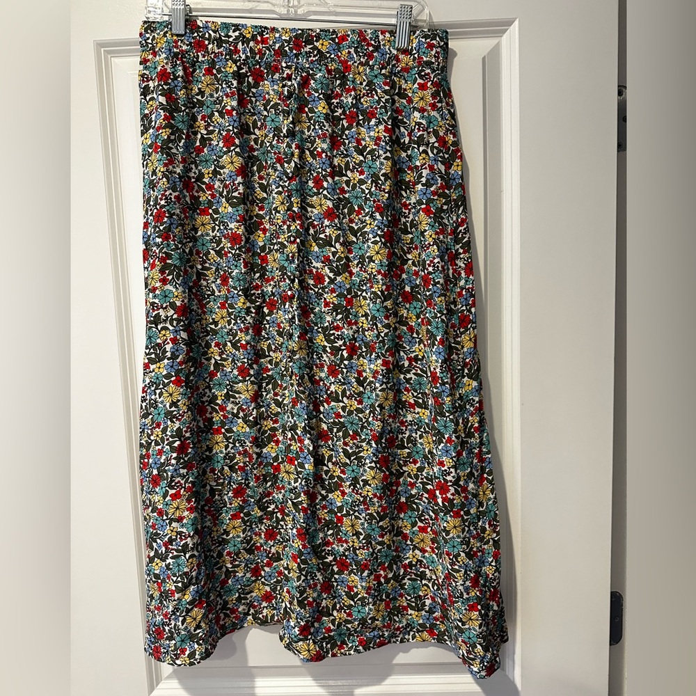 Loft Floral Button Down Midi Skirt